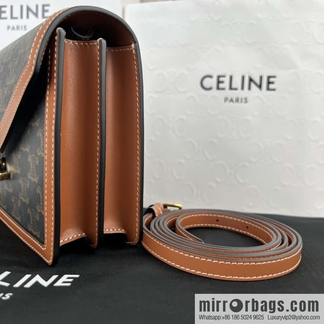 CELINE ENVELOPPE TRIOMPHE signature printed cow leather envelope bag 113322