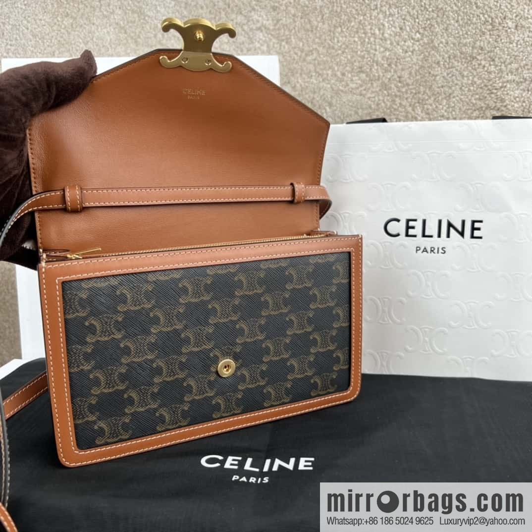 CELINE ENVELOPPE TRIOMPHE signature printed cow leather envelope bag 113322