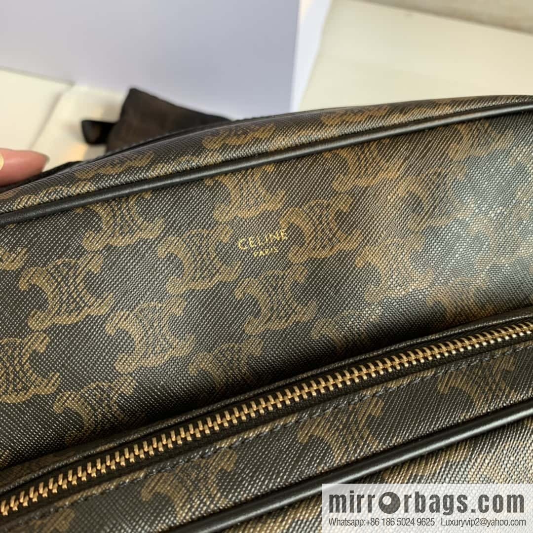 CELINE TRIOMPHE canvas and calfskin large pocket messenger bag 190822