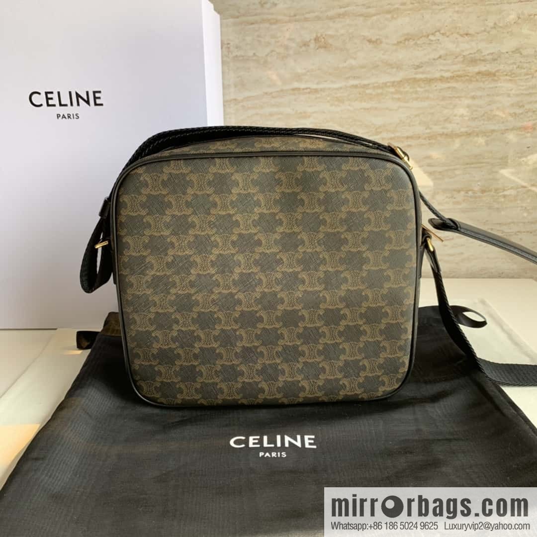 CELINE TRIOMPHE canvas and calfskin large pocket messenger bag 190822