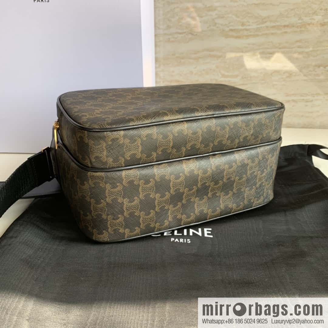 CELINE TRIOMPHE canvas and calfskin large pocket messenger bag 190822