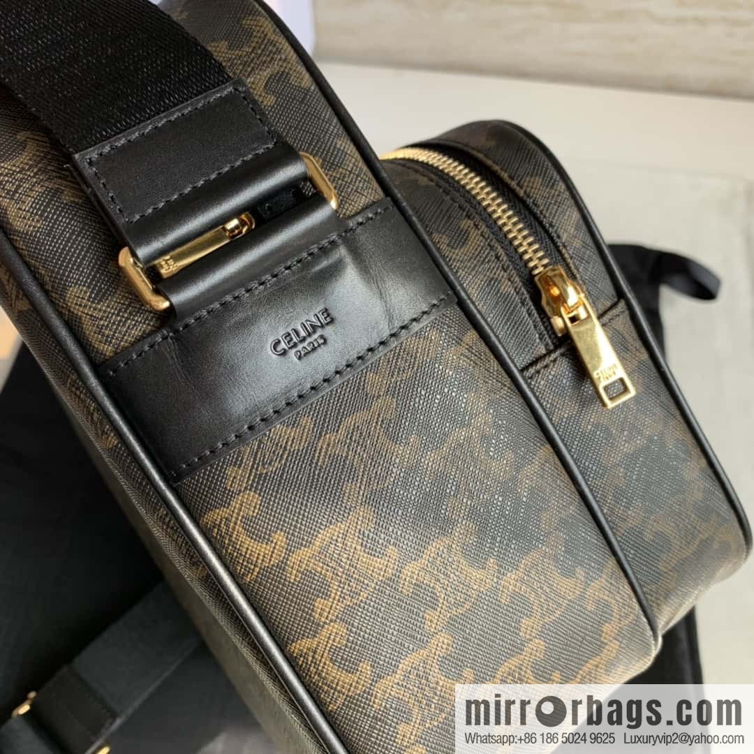 CELINE TRIOMPHE canvas and calfskin large pocket messenger bag 190822