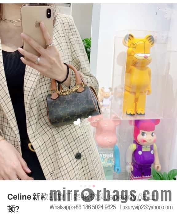 CELINE TRIOMPHE Faux Leather Mini Boston Bag 195112
