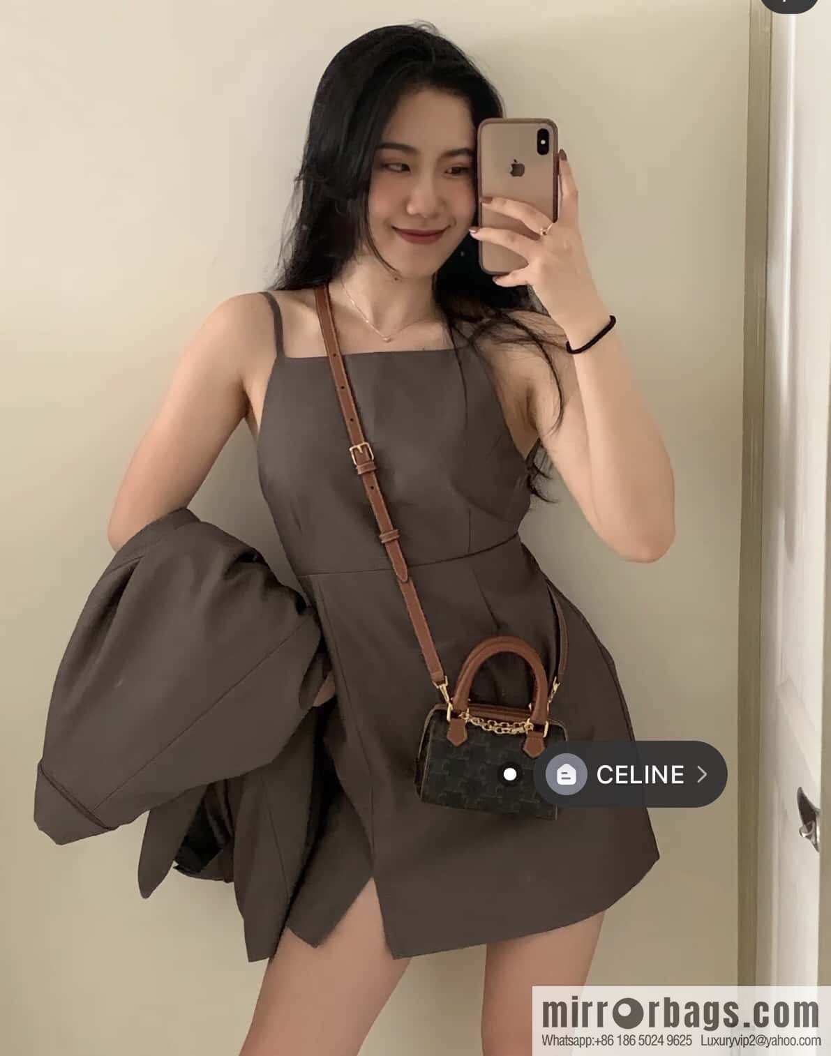 CELINE TRIOMPHE Faux Leather Mini Boston Bag 195112