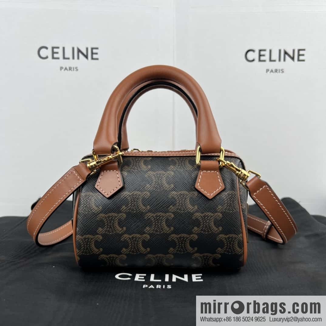 CELINE TRIOMPHE Faux Leather Mini Boston Bag 195112