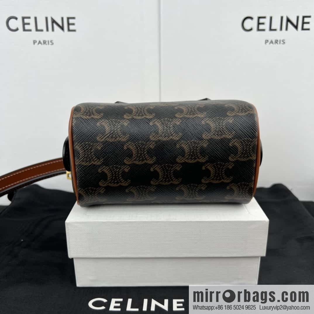 CELINE TRIOMPHE Faux Leather Mini Boston Bag 195112