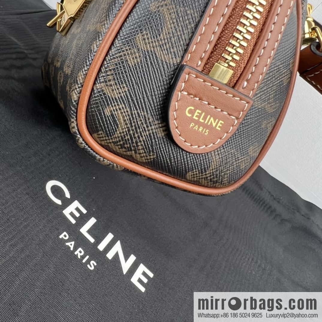 CELINE TRIOMPHE Faux Leather Mini Boston Bag 195112