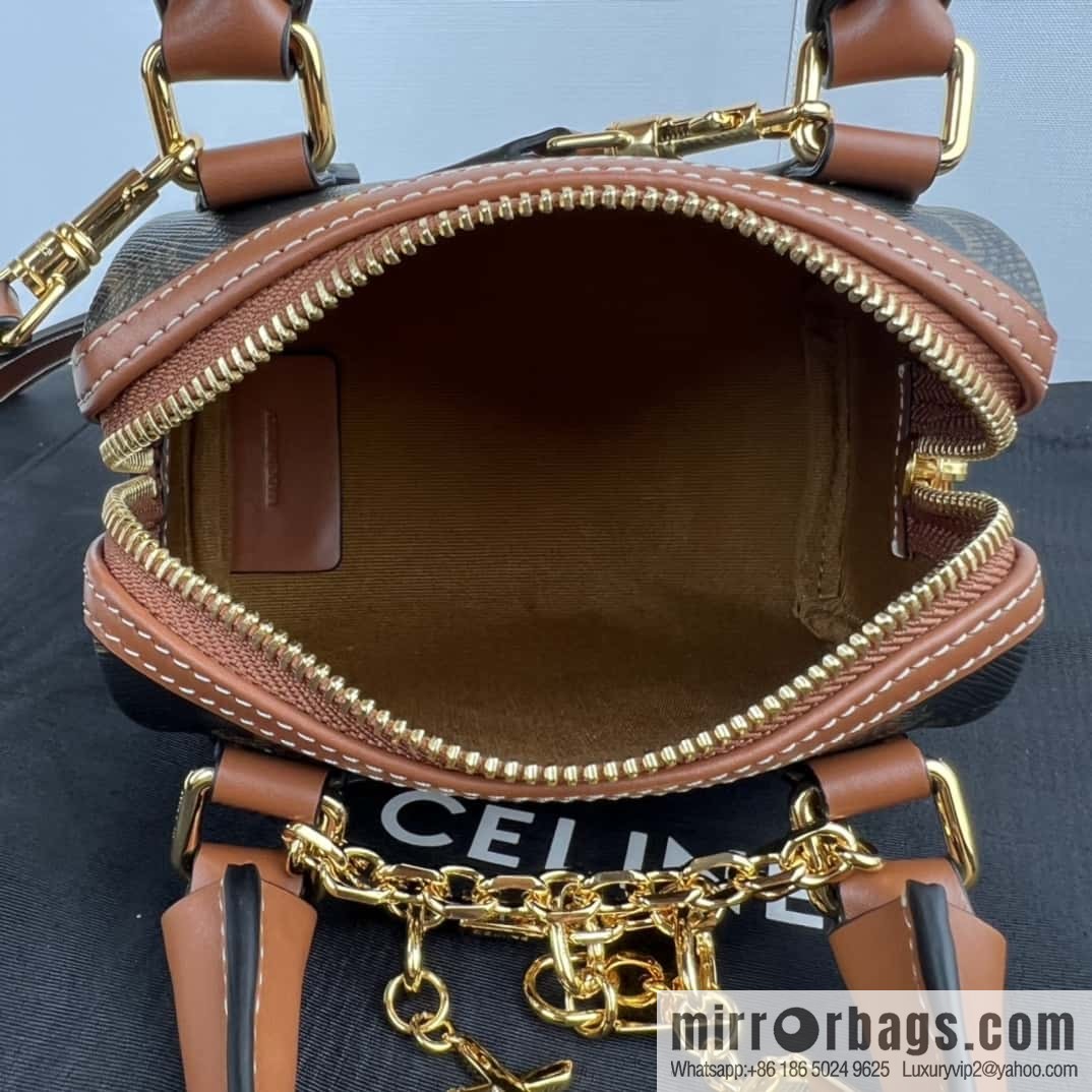CELINE TRIOMPHE Faux Leather Mini Boston Bag 195112