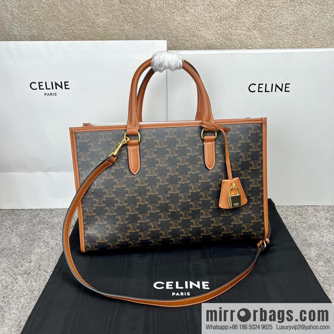 CELINE CABAS TRIOMPHE logo print and cow leather, horizontal mini handbag 199742