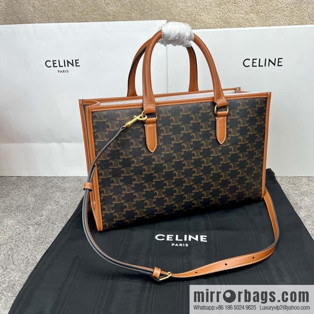 CELINE CABAS TRIOMPHE logo print and cow leather, horizontal mini handbag 199742