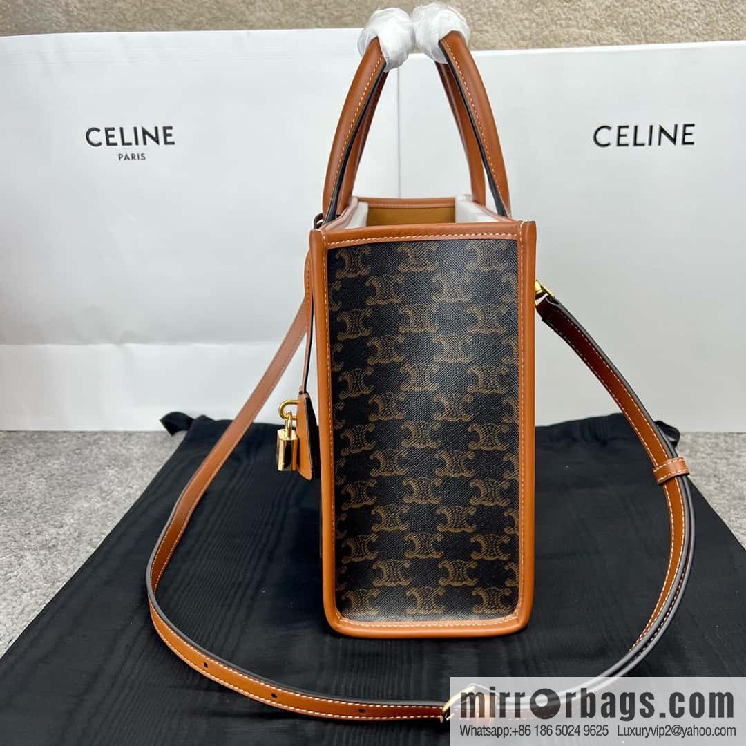 CELINE CABAS TRIOMPHE logo print and cow leather, horizontal mini handbag 199742
