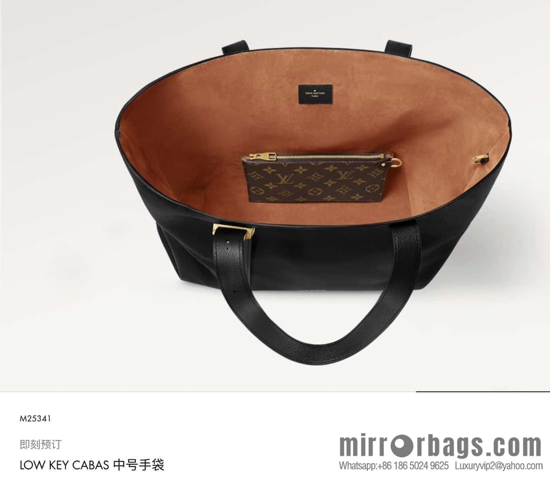 [Original order boutique] M25341 black, full leather shopping bag Low key cabas handbag 25342 M25343 2024 latest autumn and winter new models, Low Key Cabas medium handbag