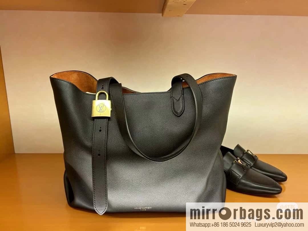 [Original order boutique] M25341 black, full leather shopping bag Low key cabas handbag 25342 M25343 2024 latest autumn and winter new models, Low Key Cabas medium handbag