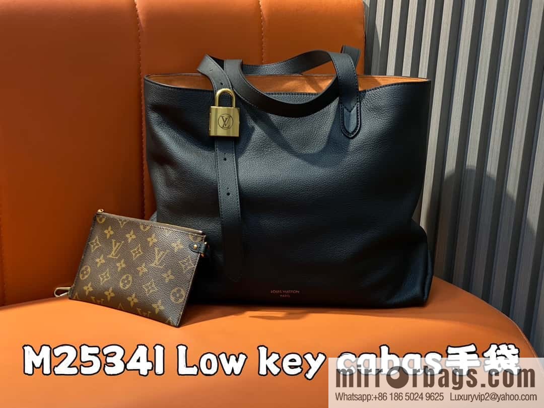 [Original order boutique] M25341 black, full leather shopping bag Low key cabas handbag 25342 M25343 2024 latest autumn and winter new models, Low Key Cabas medium handbag