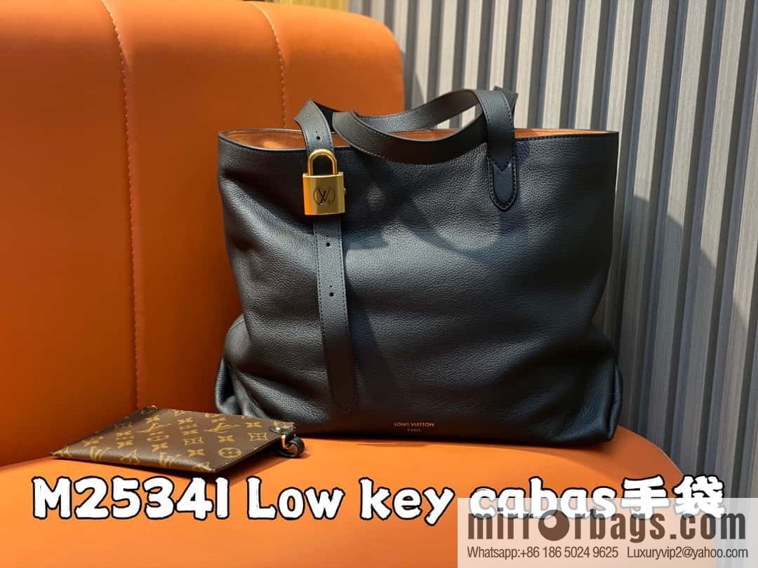 [Original order boutique] M25341 black, full leather shopping bag Low key cabas handbag 25342 M25343 2024 latest autumn and winter new models, Low Key Cabas medium handbag