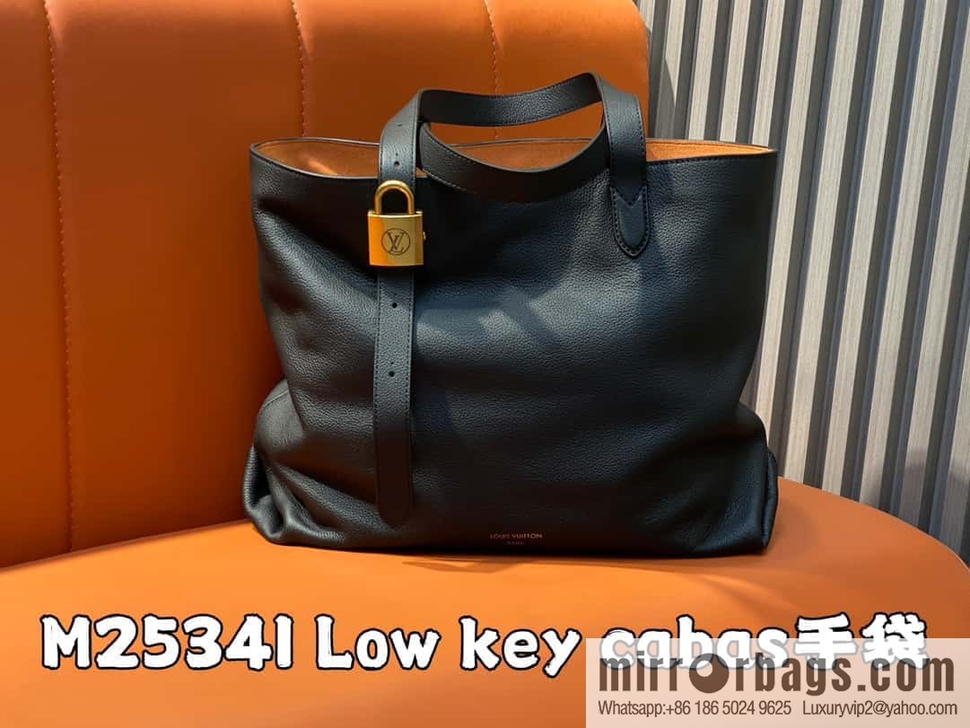 [Original order boutique] M25341 black, full leather shopping bag Low key cabas handbag 25342 M25343 2024 latest autumn and winter new models, Low Key Cabas medium handbag