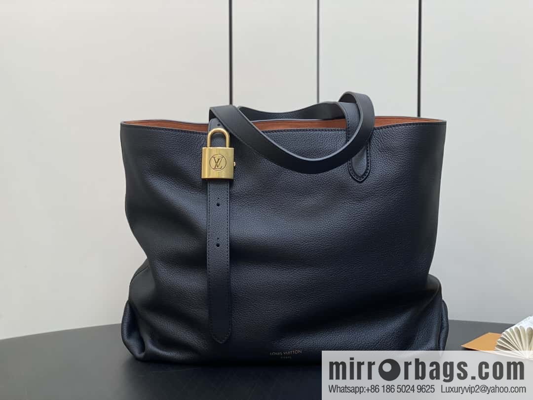[Original order boutique] M25341 black, full leather shopping bag Low key cabas handbag 25342 M25343 2024 latest autumn and winter new models, Low Key Cabas medium handbag