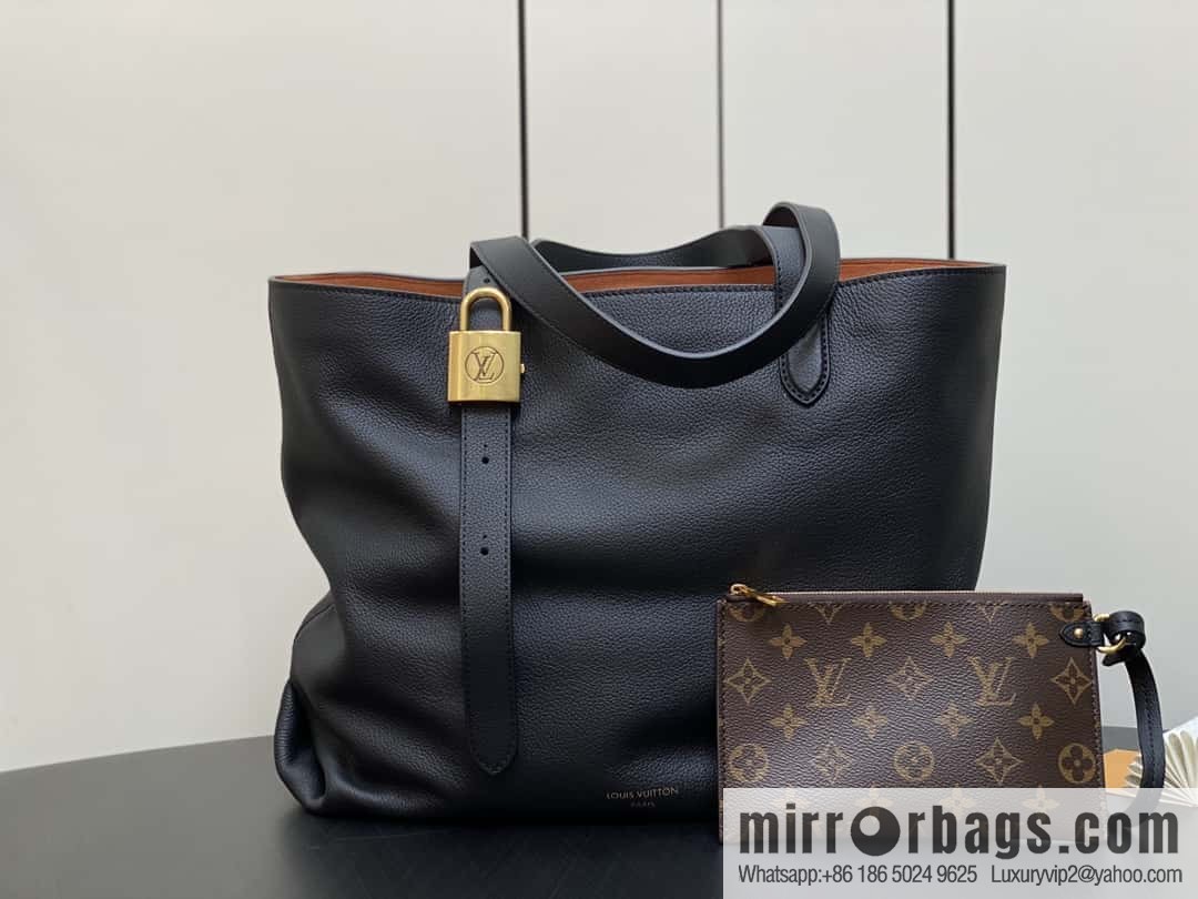 [Original order boutique] M25341 black, full leather shopping bag Low key cabas handbag 25342 M25343 2024 latest autumn and winter new models, Low Key Cabas medium handbag