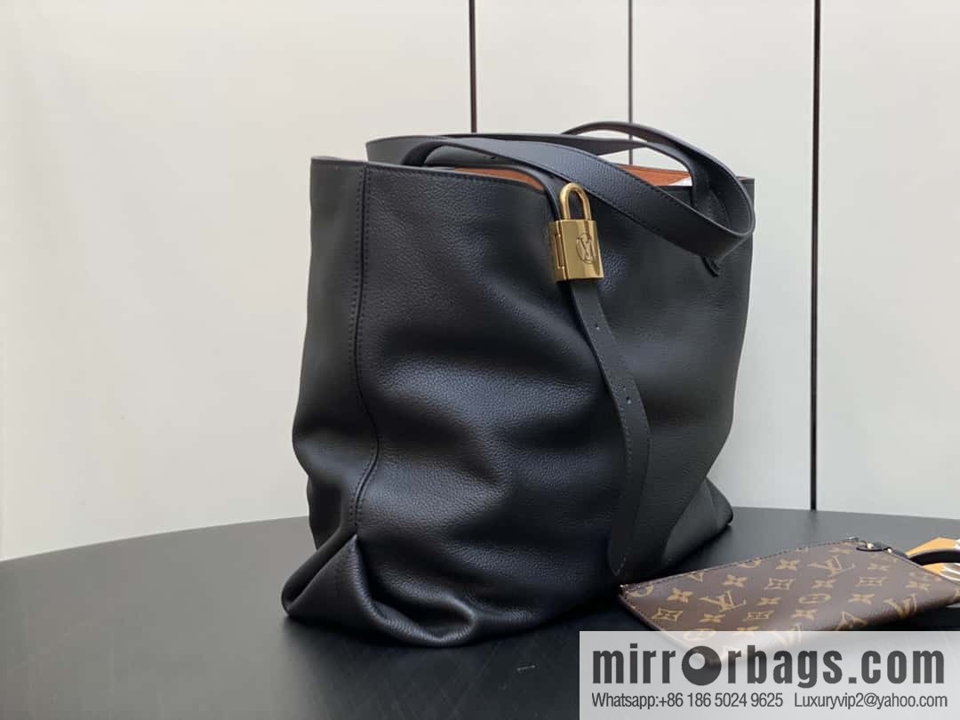 [Original order boutique] M25341 black, full leather shopping bag Low key cabas handbag 25342 M25343 2024 latest autumn and winter new models, Low Key Cabas medium handbag