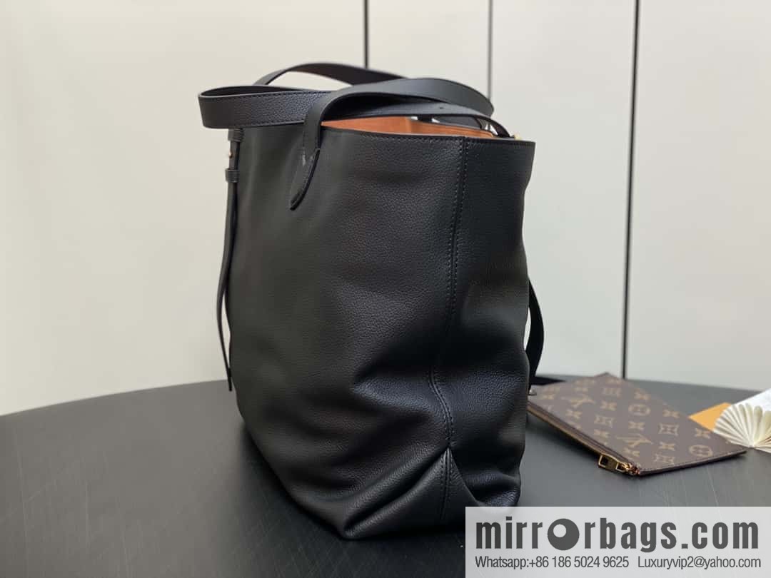[Original order boutique] M25341 black, full leather shopping bag Low key cabas handbag 25342 M25343 2024 latest autumn and winter new models, Low Key Cabas medium handbag