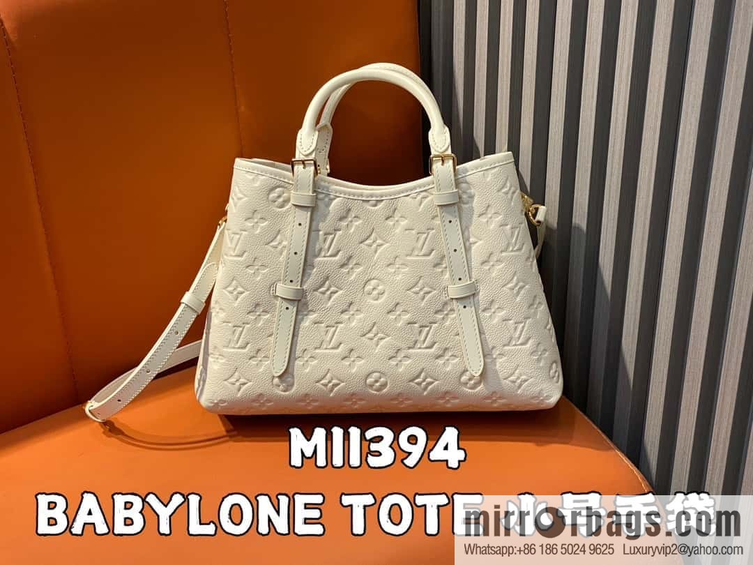 [Original order boutique] M11463 meters white full leather tote bag series BABYLONE TOTE small handbag m11393 gray-brown m11394