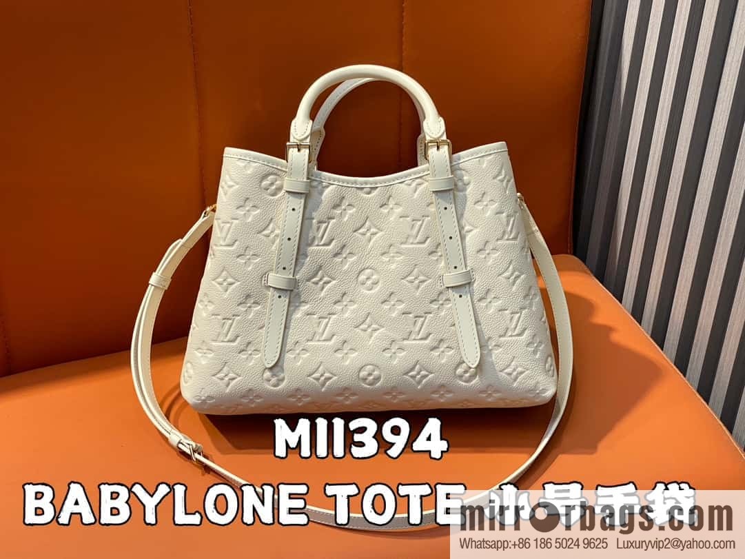 [Original order boutique] M11463 meters white full leather tote bag series BABYLONE TOTE small handbag m11393 gray-brown m11394