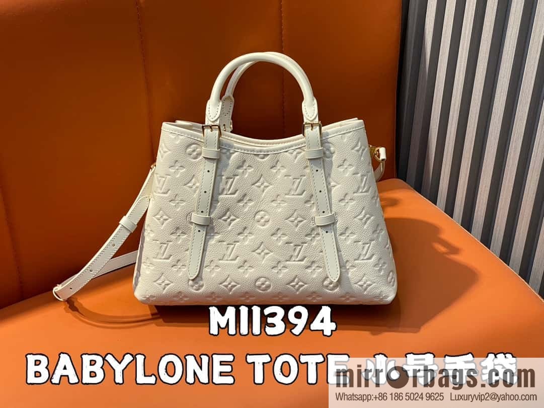 [Original order boutique] M11463 meters white full leather tote bag series BABYLONE TOTE small handbag m11393 gray-brown m11394