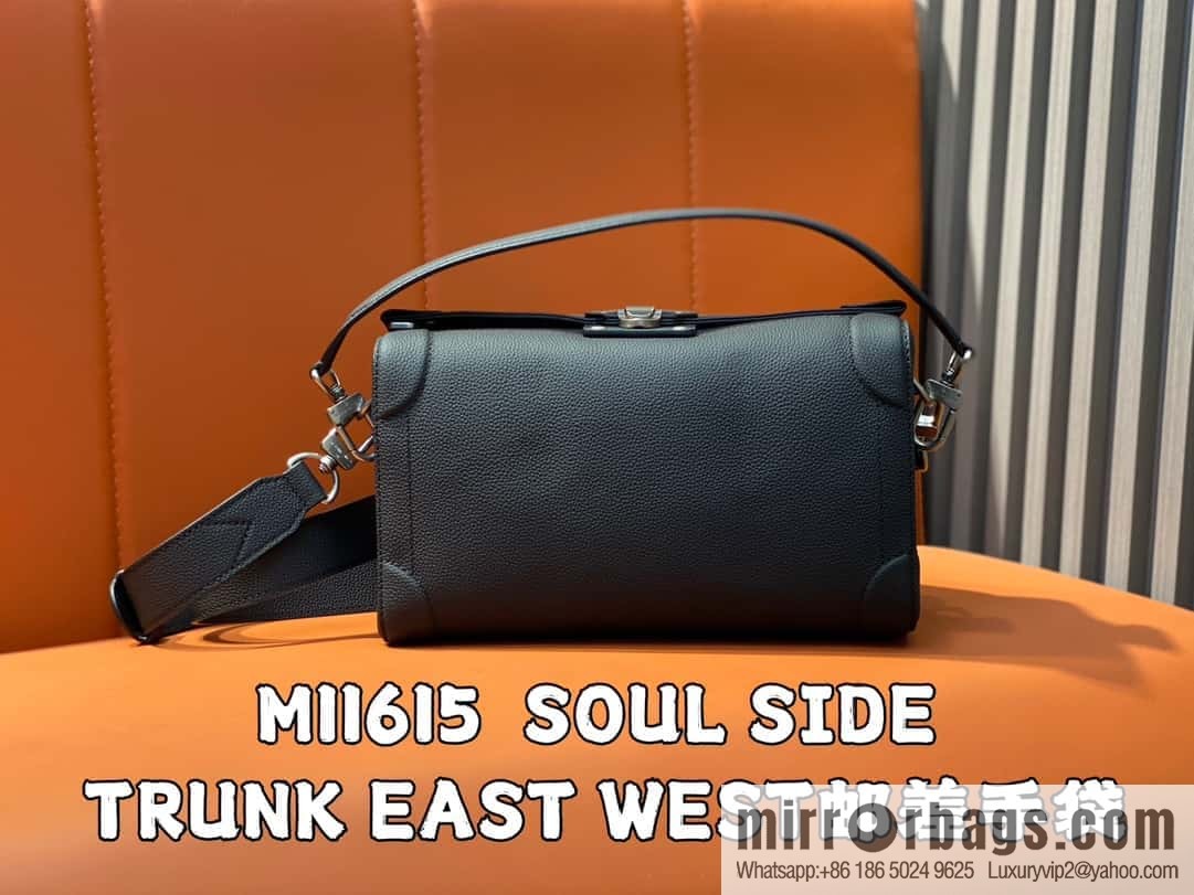 [Original order boutique] M11615 black full leather men's bag mailman bag series SOUL SIDE TRUNK EAST WEST mailman handbag