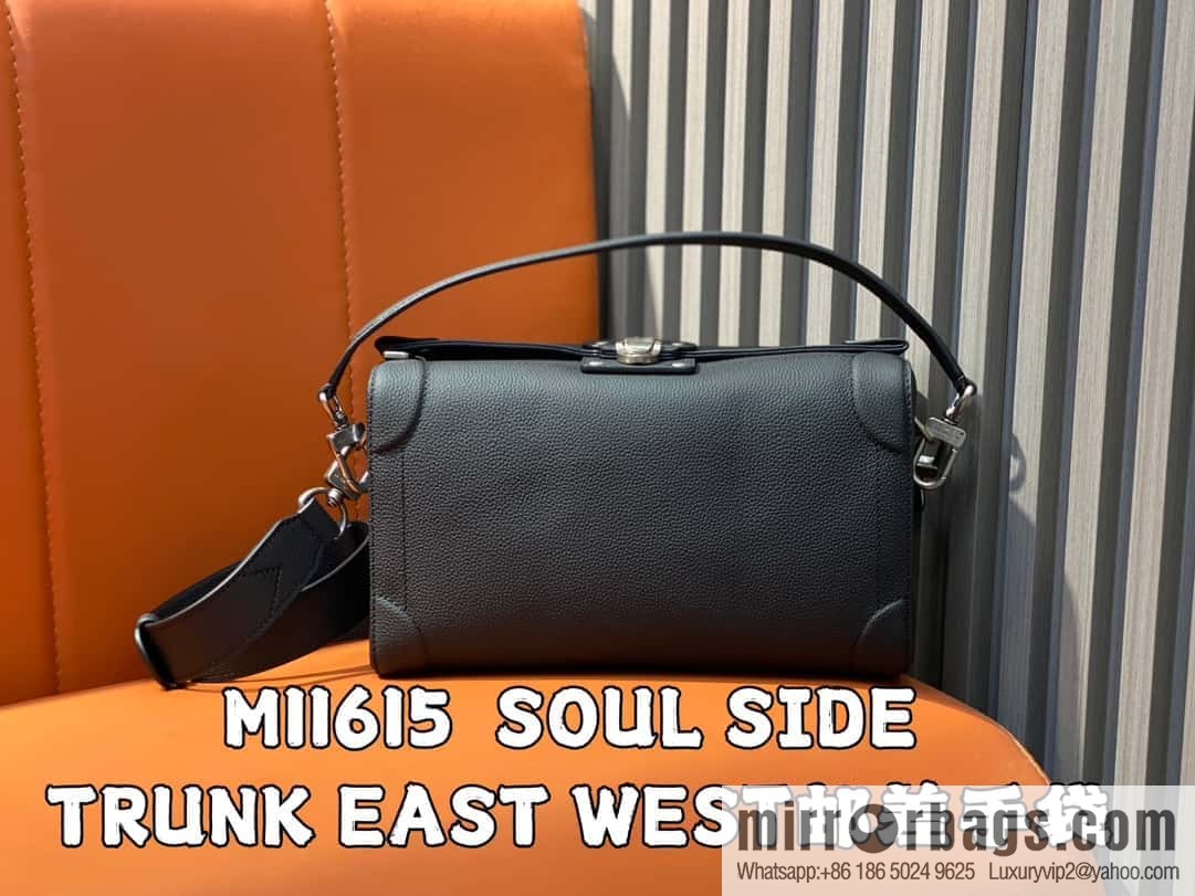 [Original order boutique] M11615 black full leather men's bag mailman bag series SOUL SIDE TRUNK EAST WEST mailman handbag