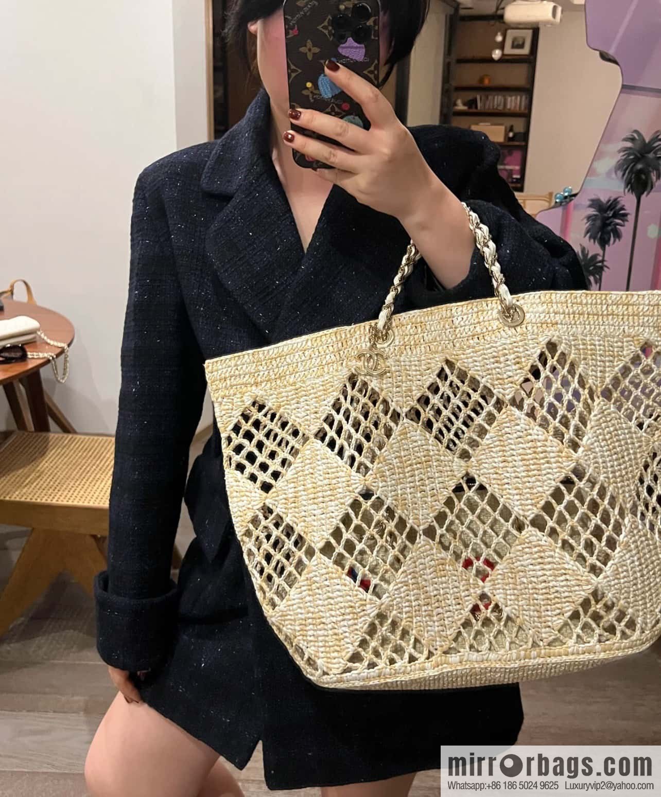 CHANEL CoCo Beach Straw Shopping Bag 🛍️ Large AS4576