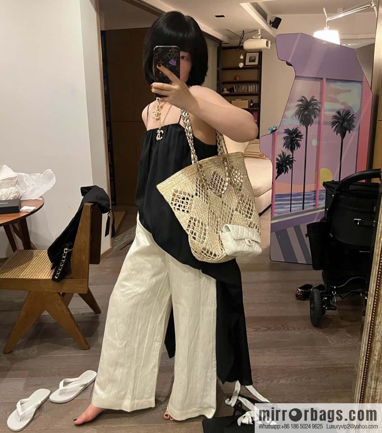 CHANEL CoCo Beach Straw Shopping Bag 🛍️ Large AS4576