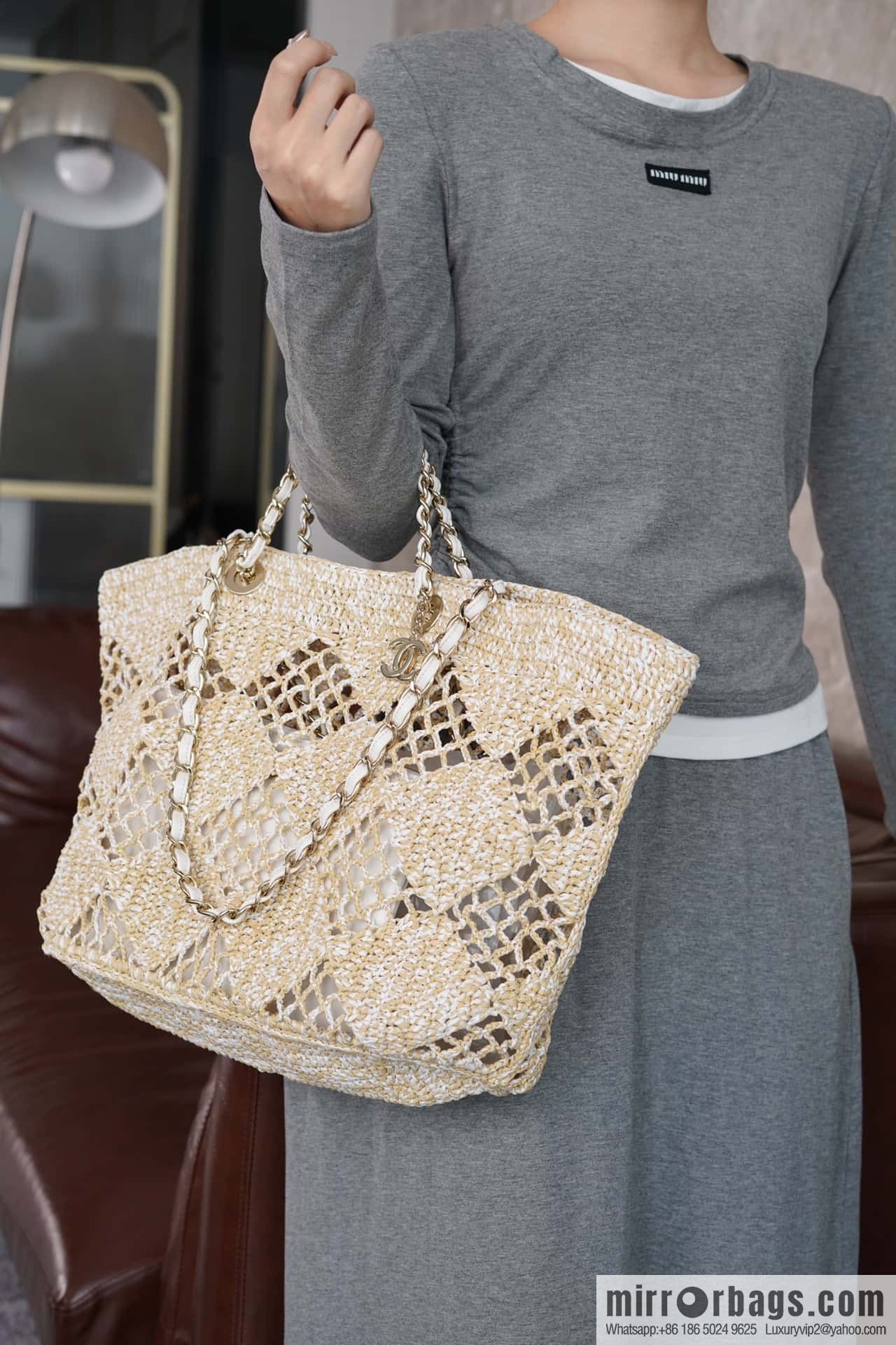 CHANEL CoCo Beach Straw Shopping Bag 🛍️ Large AS4576