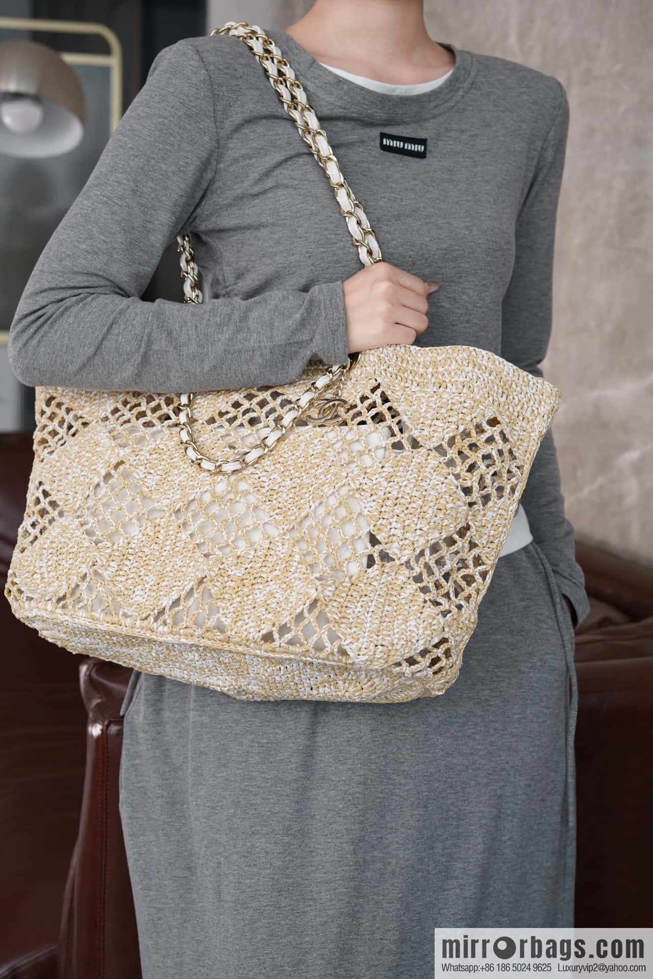 CHANEL CoCo Beach Straw Shopping Bag 🛍️ Large AS4576