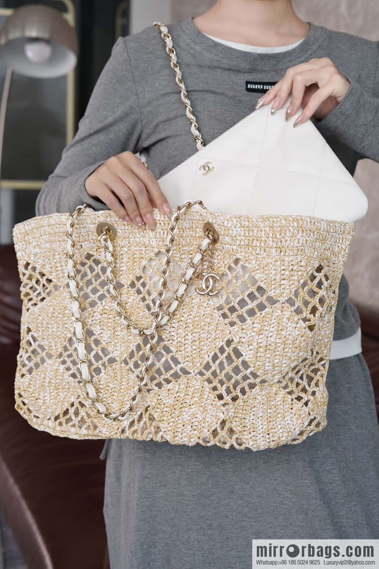 CHANEL CoCo Beach Straw Shopping Bag 🛍️ Large AS4576