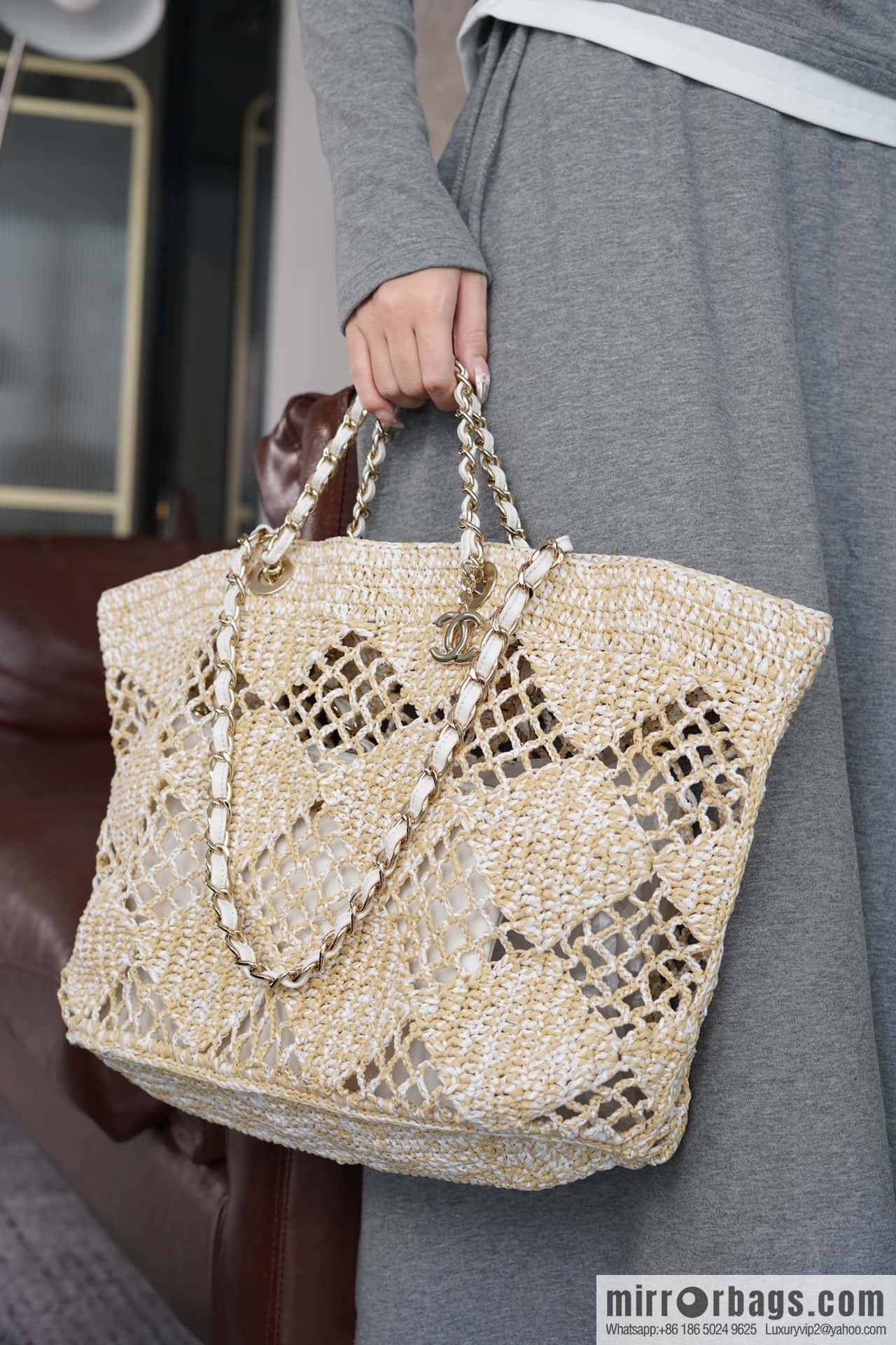 CHANEL CoCo Beach Straw Shopping Bag 🛍️ Large AS4576