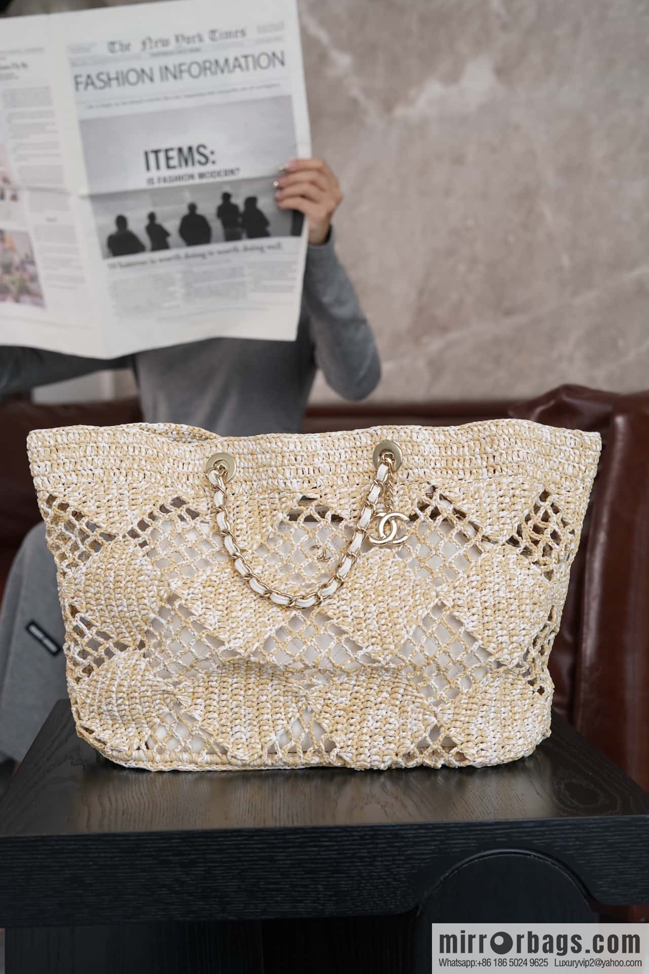 CHANEL CoCo Beach Straw Shopping Bag 🛍️ Large AS4576