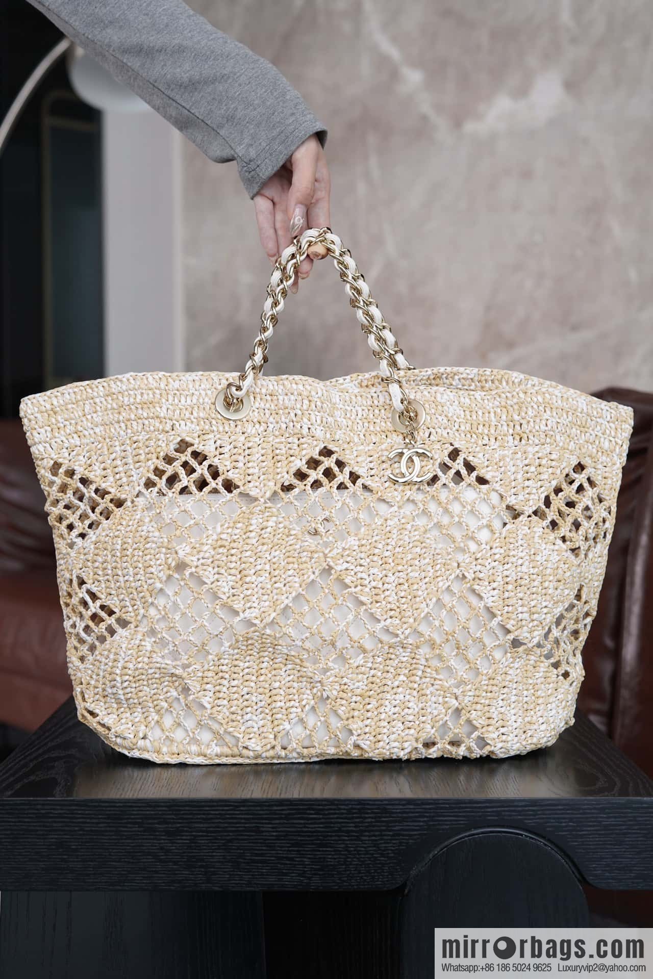 CHANEL CoCo Beach Straw Shopping Bag 🛍️ Large AS4576