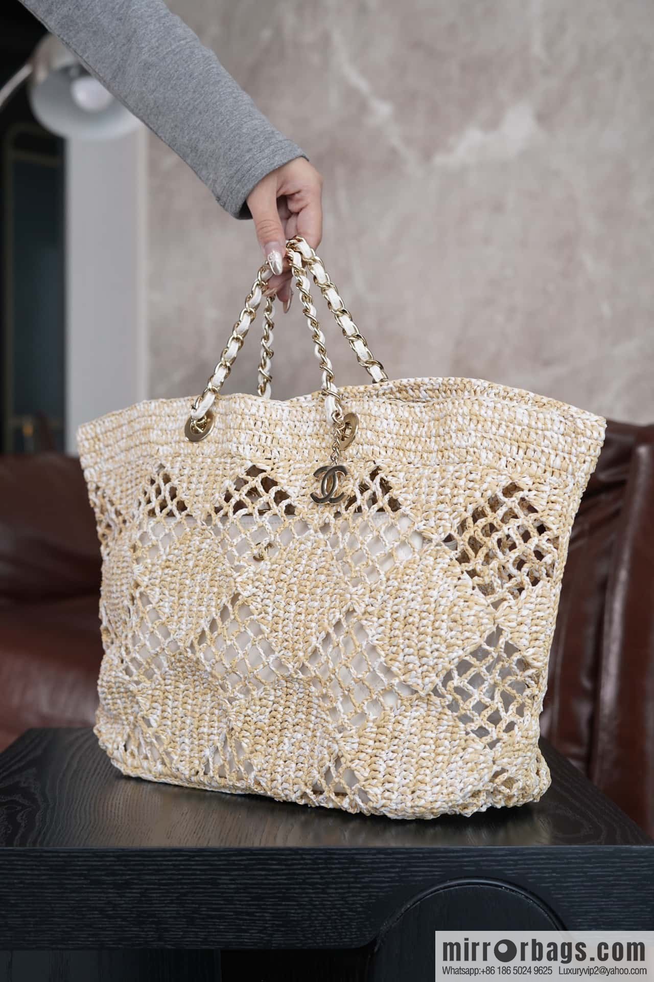 CHANEL CoCo Beach Straw Shopping Bag 🛍️ Large AS4576