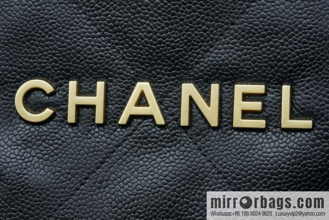 CHANEL New Lychee Pattern Handbag, Small Black Gold Buckle AS3260