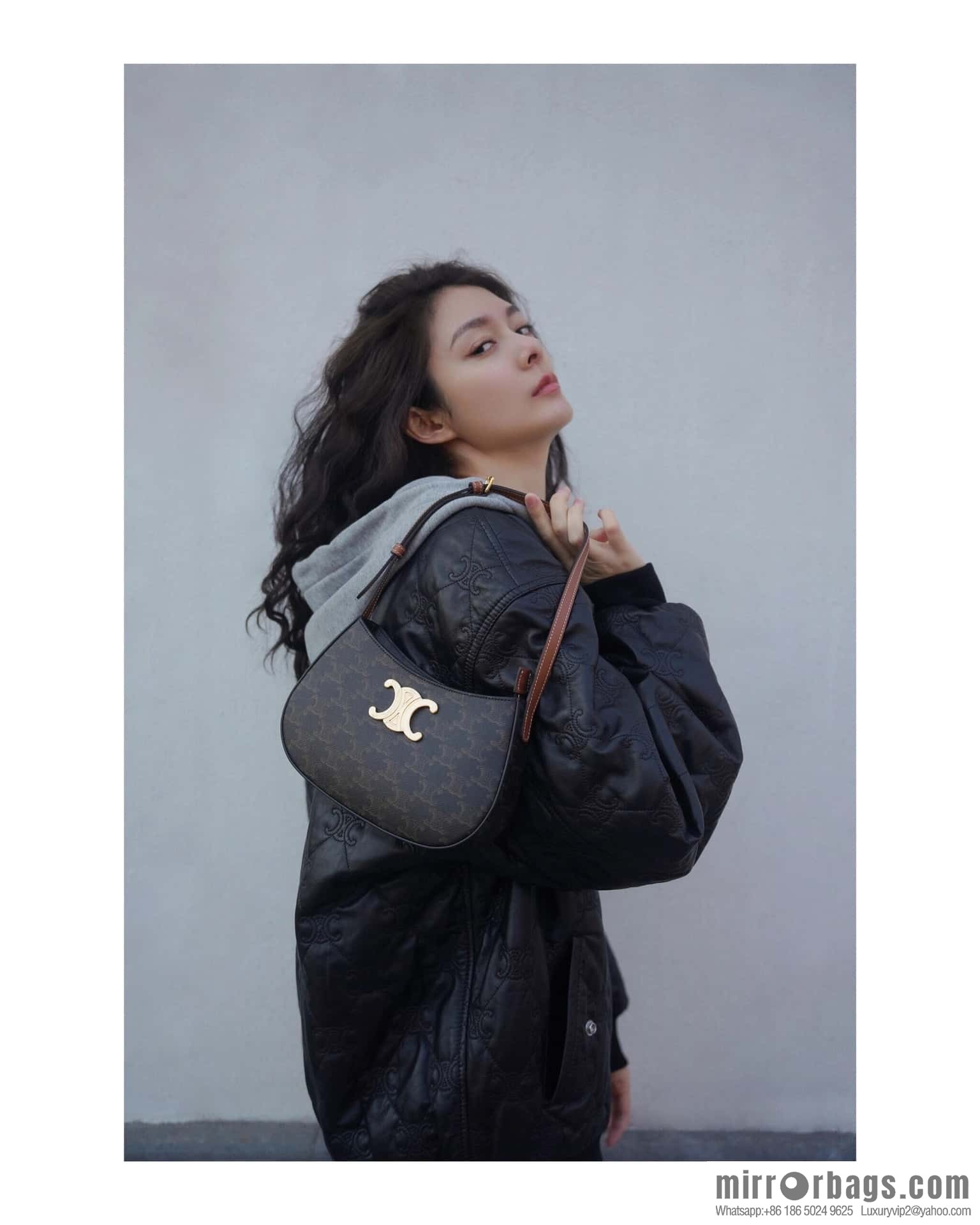 CELIN_E 2024 | TILLY medium bright cow leather handbag 24s spring new product 115703BF4.38NO armpit bag