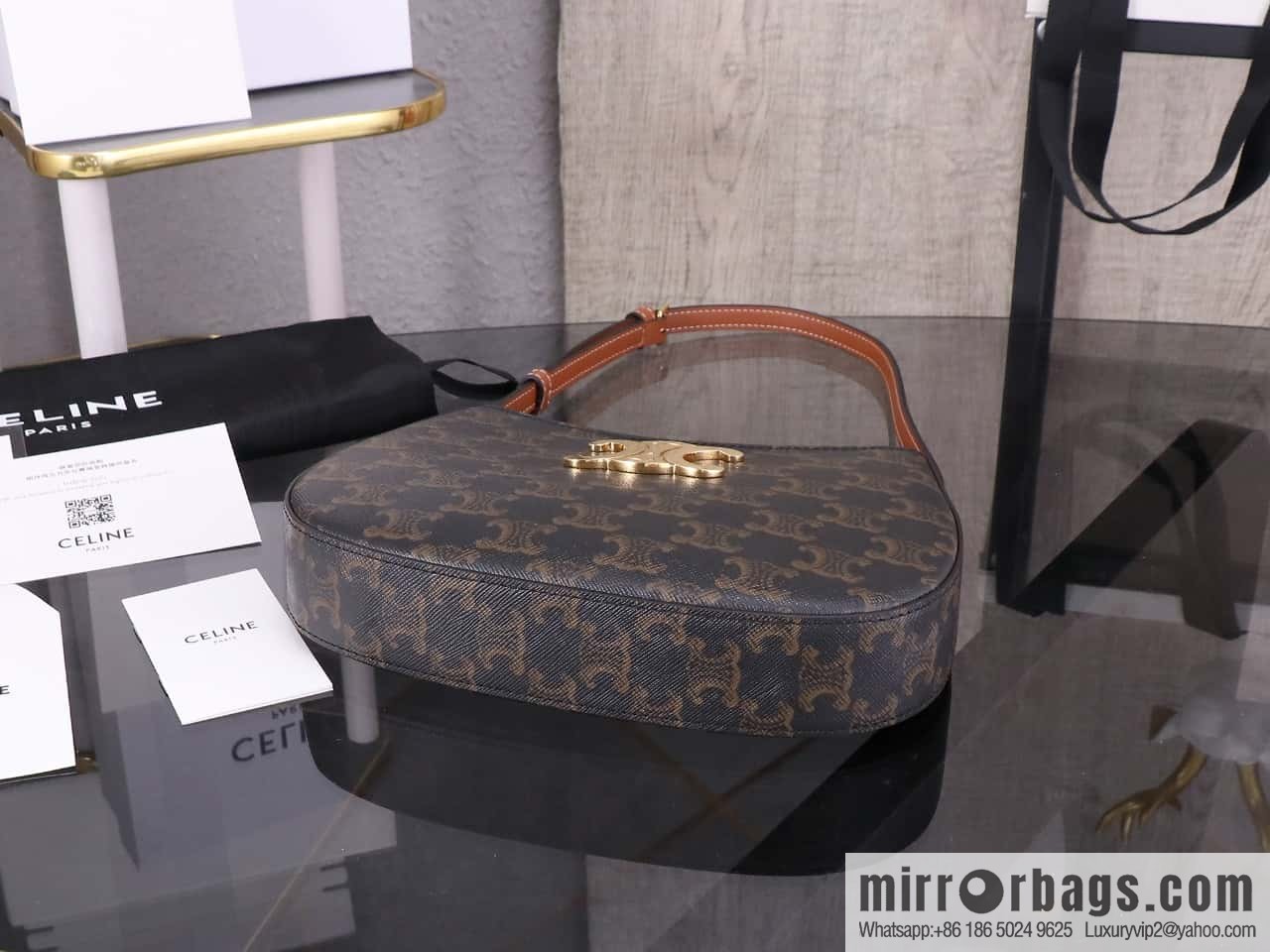 CELIN_E 2024 | TILLY medium bright cow leather handbag 24s spring new product 115703BF4.38NO armpit bag