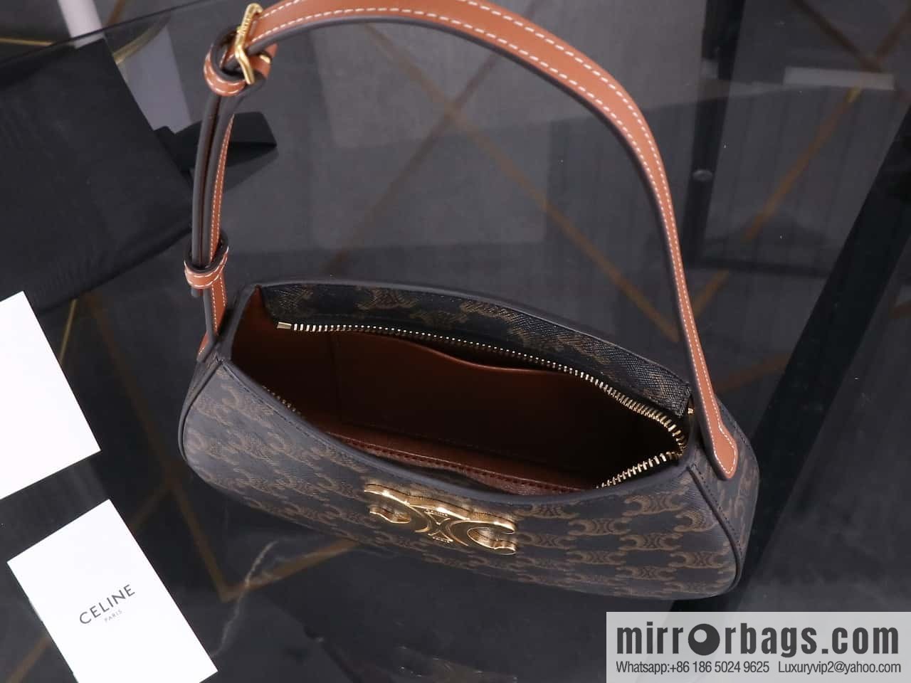 CELIN_E 2024 | TILLY medium bright cow leather handbag 24s spring new product 115703BF4.38NO armpit bag