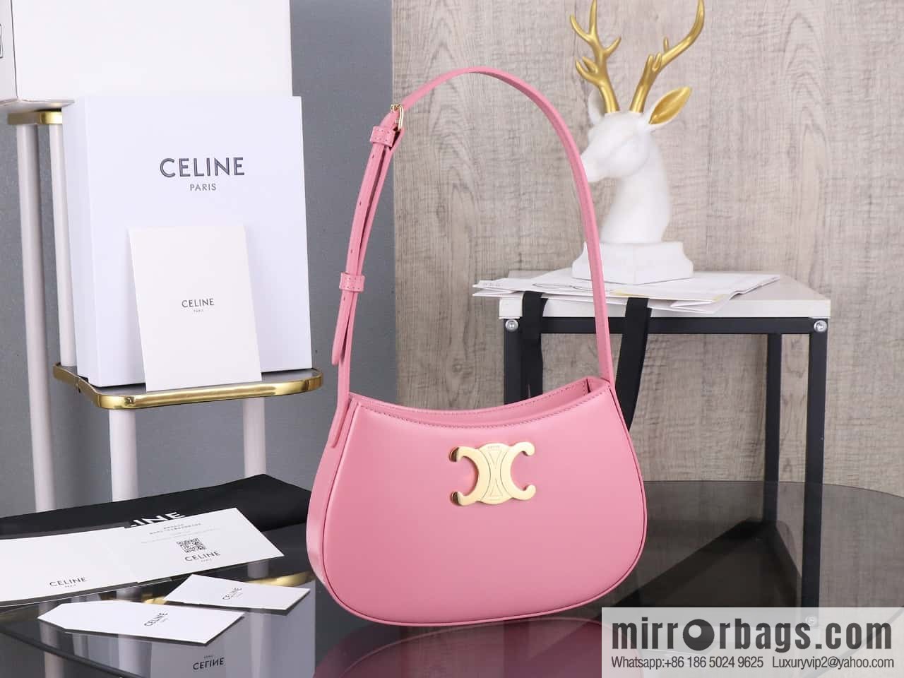 [Premium quality, all-steel hardware] CELIN_E 2024 | TILLY medium bright cow leather handbag 24s spring new product 115703BF4.38NO