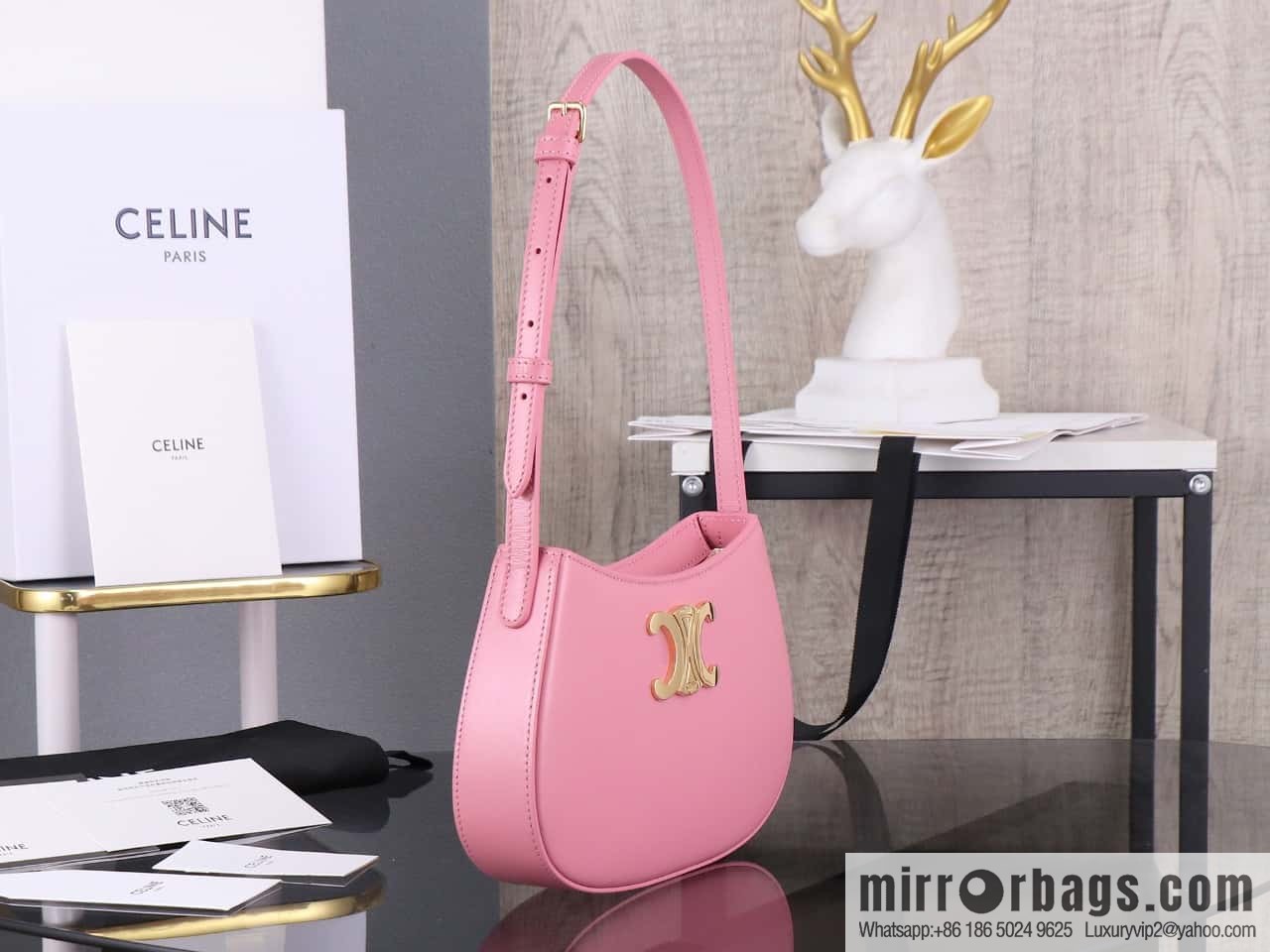 [Premium quality, all-steel hardware] CELIN_E 2024 | TILLY medium bright cow leather handbag 24s spring new product 115703BF4.38NO