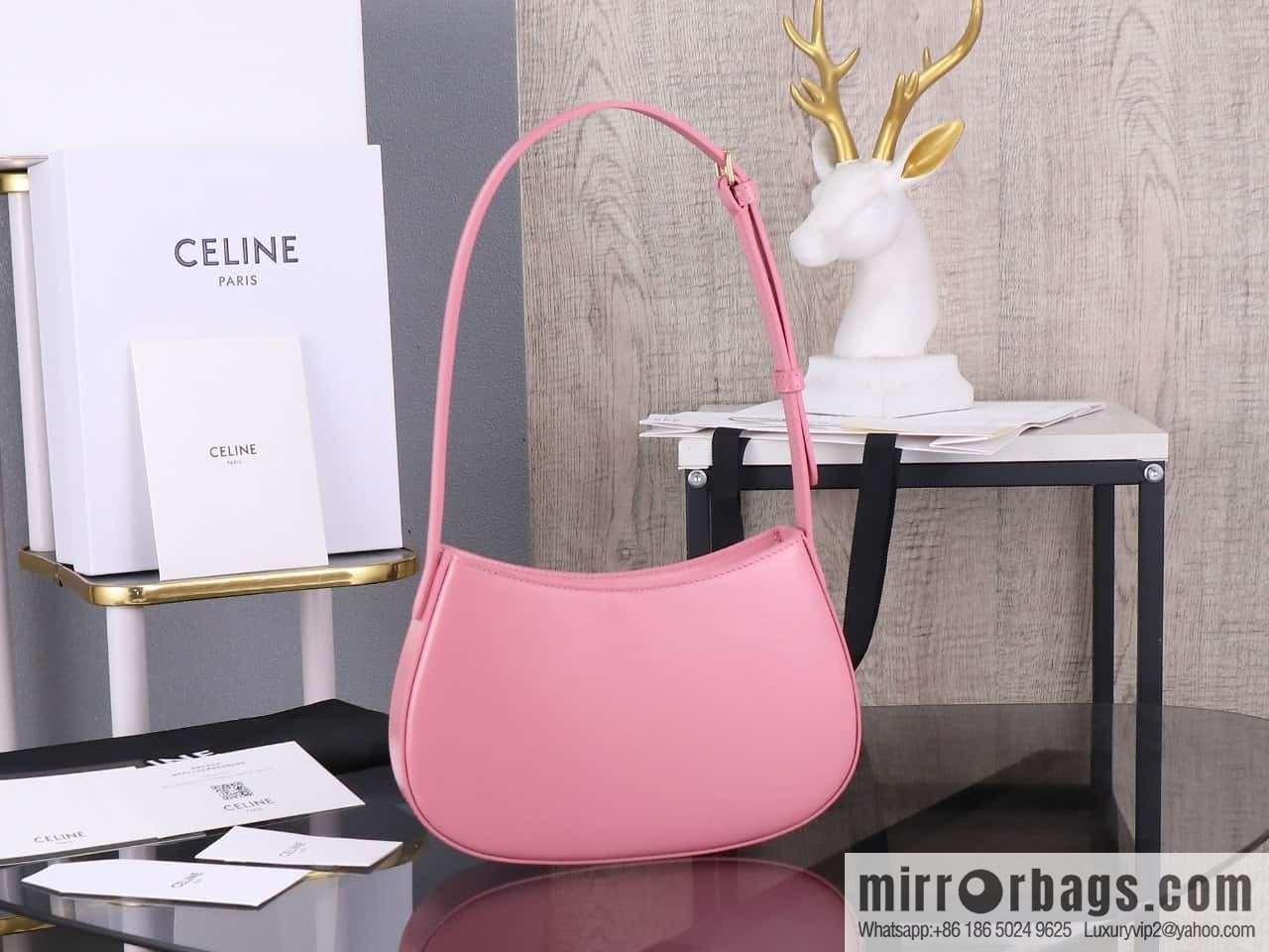 [Premium quality, all-steel hardware] CELIN_E 2024 | TILLY medium bright cow leather handbag 24s spring new product 115703BF4.38NO