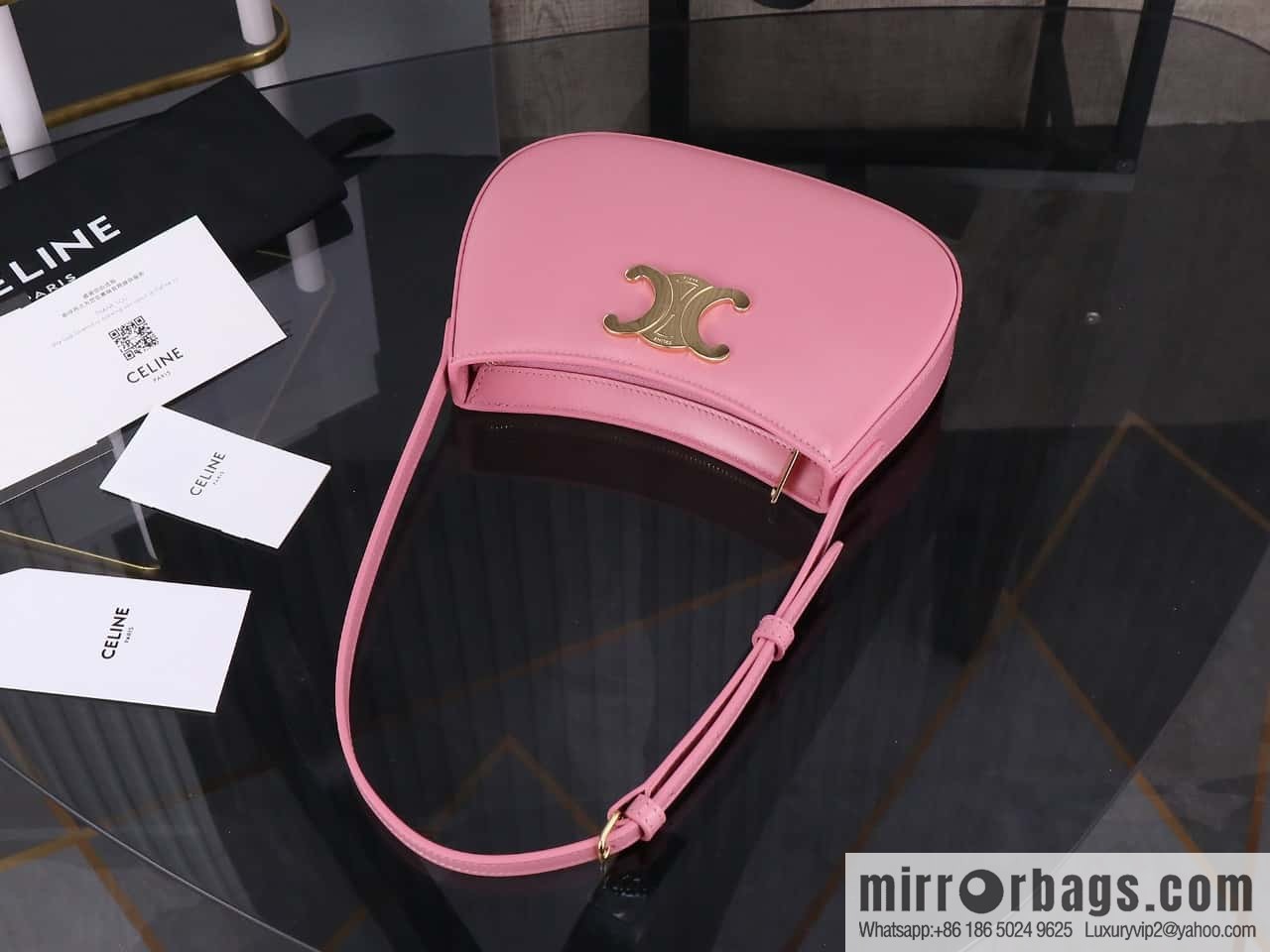 [Premium quality, all-steel hardware] CELIN_E 2024 | TILLY medium bright cow leather handbag 24s spring new product 115703BF4.38NO