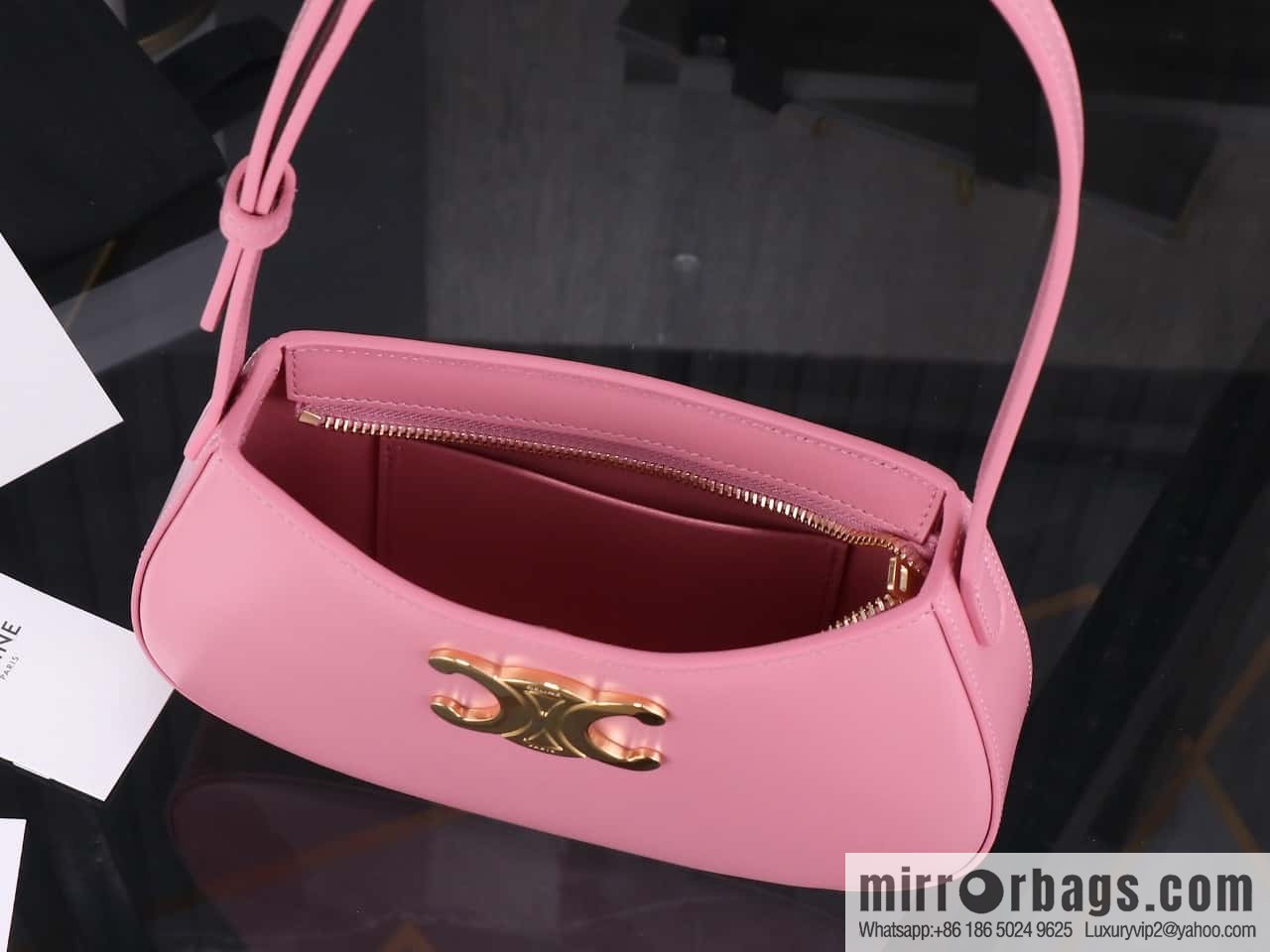 [Premium quality, all-steel hardware] CELIN_E 2024 | TILLY medium bright cow leather handbag 24s spring new product 115703BF4.38NO