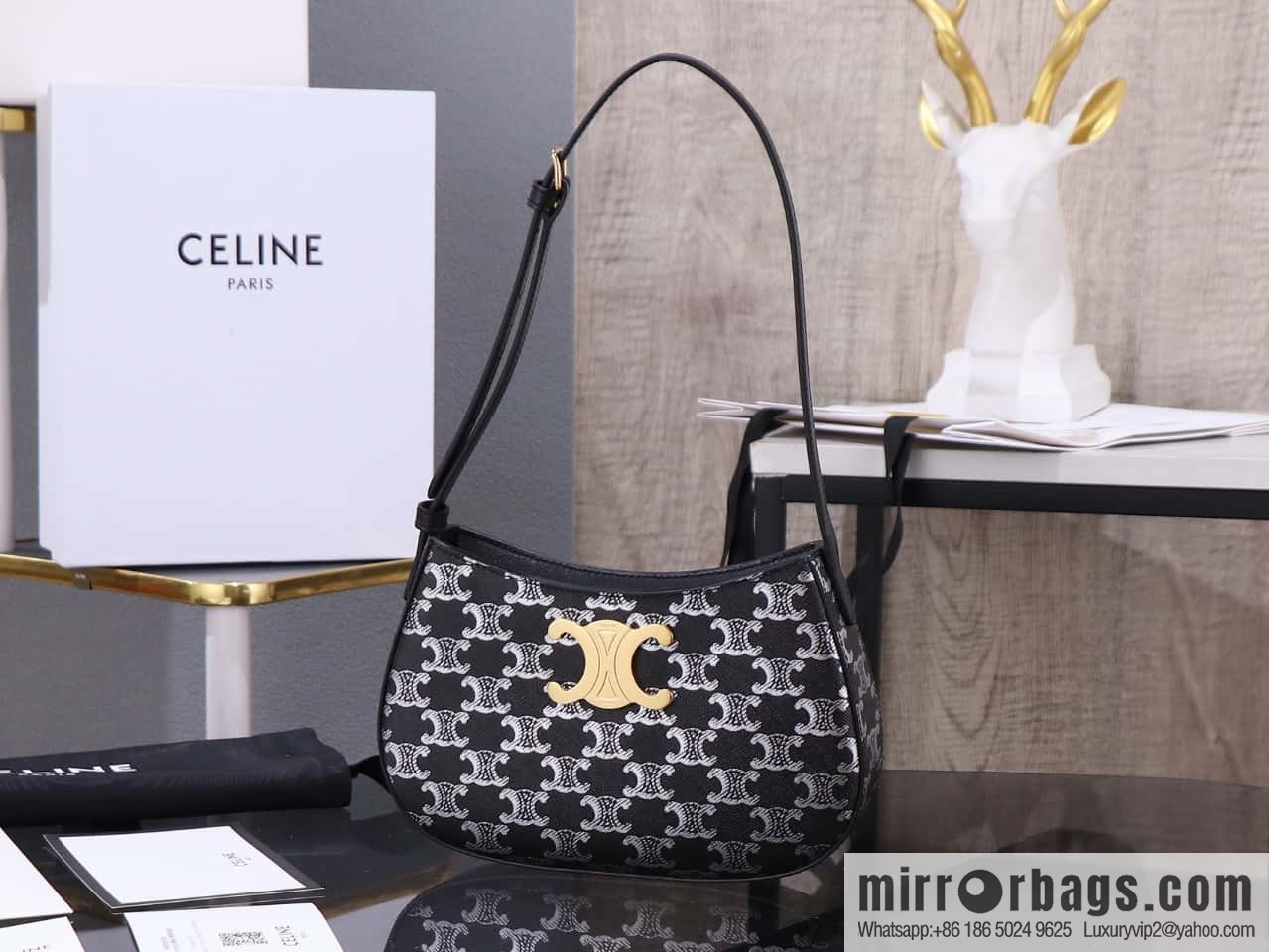 CELIN_E 2024 | TILLY medium shiny cow leather handbag The latest armpit bag number: 115703BF4.38NO