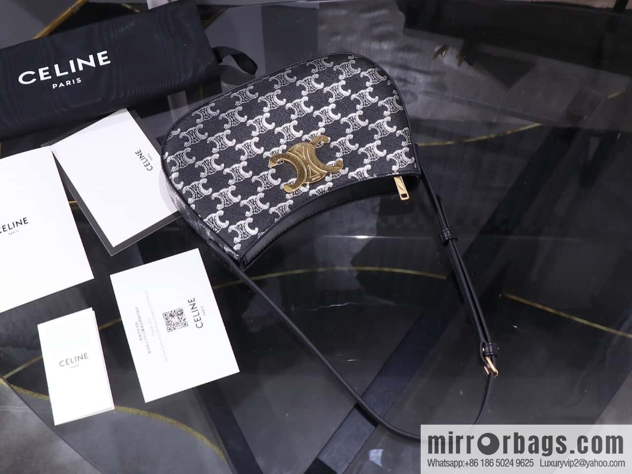 CELIN_E 2024 | TILLY medium shiny cow leather handbag The latest armpit bag number: 115703BF4.38NO