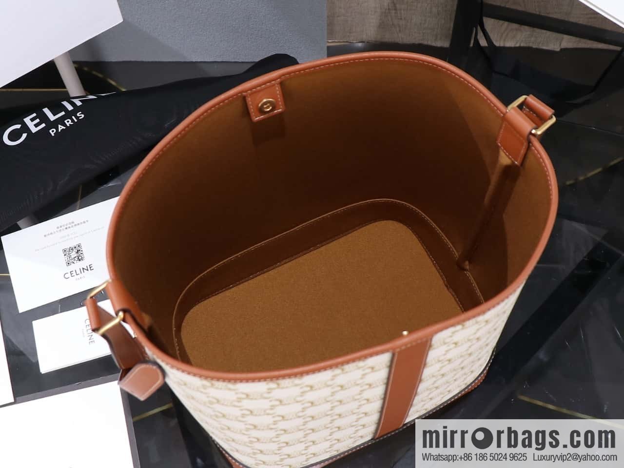 [All Steel Hardware] CELIN'TRIOMPHE Canvas Laohua Medium Bucket Bag 191132